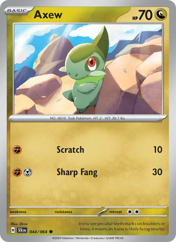 Axew Common Pokemon card #044 from Shrouded Fable