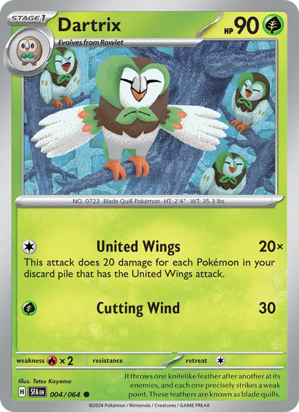 Dartrix Common Pokemon card #004 from Shrouded Fable
