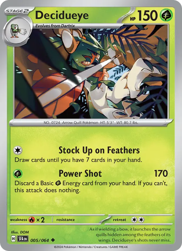 Decidueye Uncommon Pokemon card #005 from Shrouded Fable