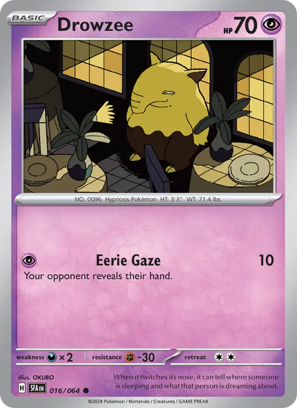Drowzee Common Pokemon card #016 from Shrouded Fable
