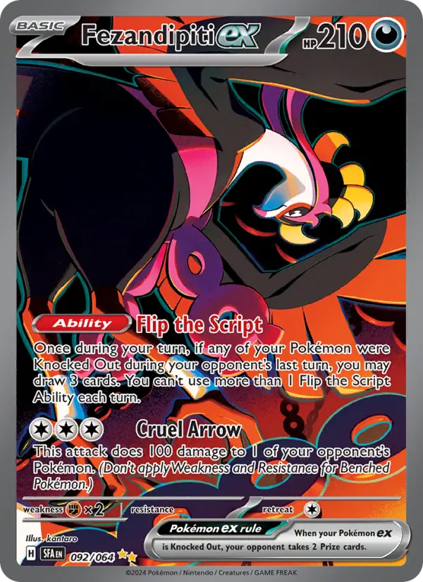 Fezandipiti ex Special illustration rare Pokemon card #092 from Shrouded Fable