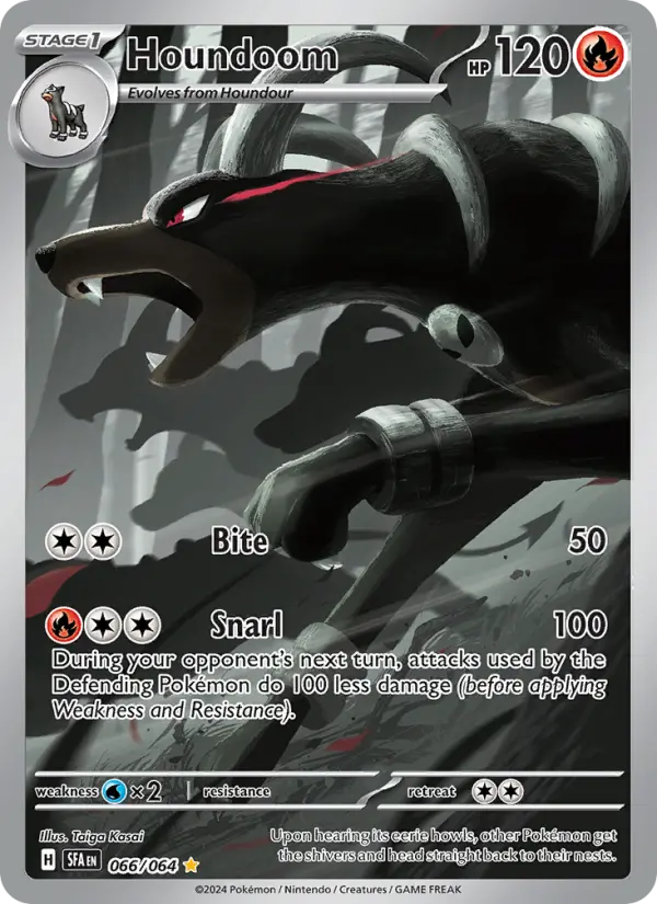 Houndoom Illustration rare Pokemon card #066 from Shrouded Fable