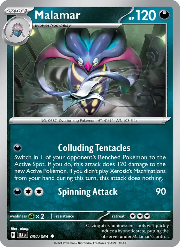 Malamar Uncommon Pokemon card #034 from Shrouded Fable