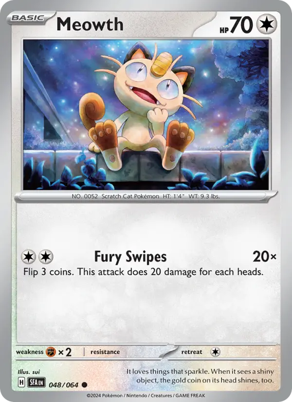Meowth Common Pokemon card #048 from Shrouded Fable