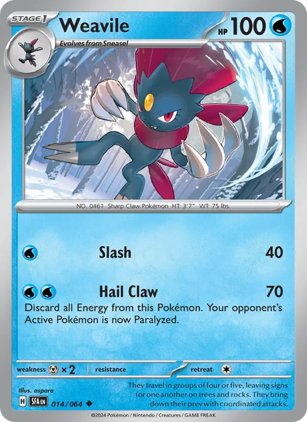 Weavile Uncommon Pokemon card #014 from Shrouded Fable