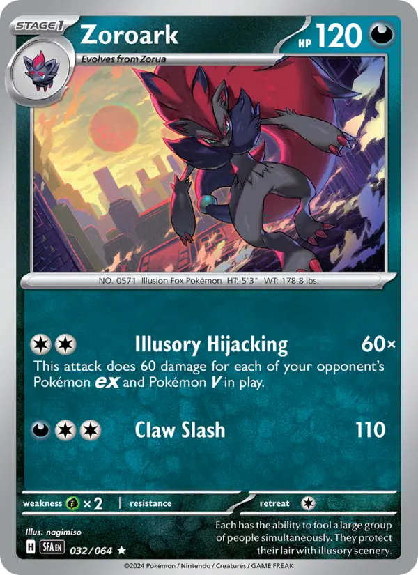 Zoroark Rare Pokemon card #032 from Shrouded Fable