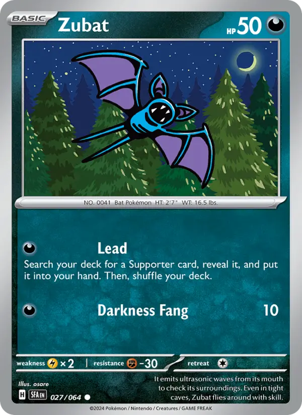 Zubat Common Pokemon card #027 from Shrouded Fable