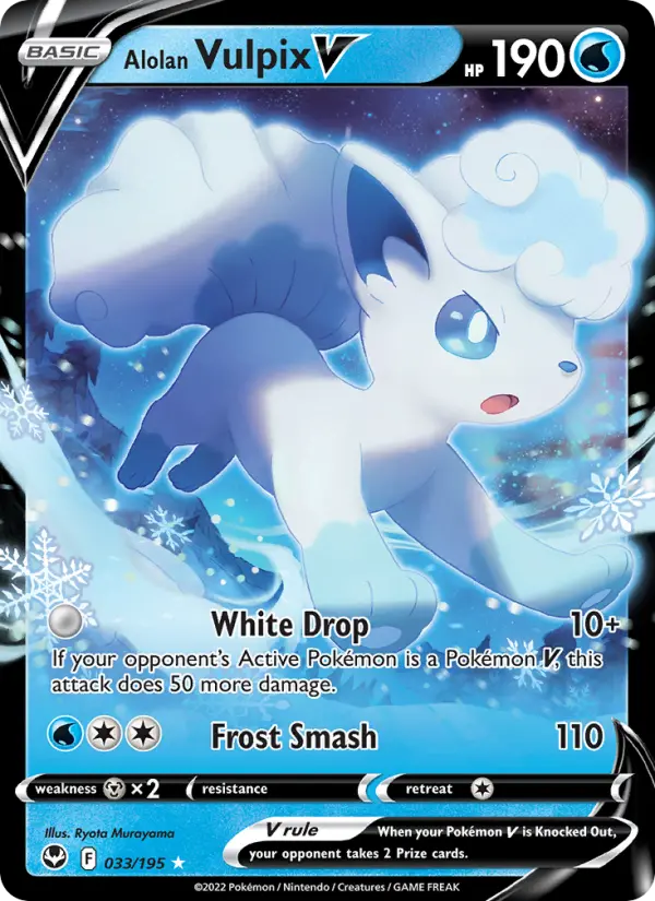 Alolan Vulpix V Holo Rare V Pokemon card #033 from Silver Tempest