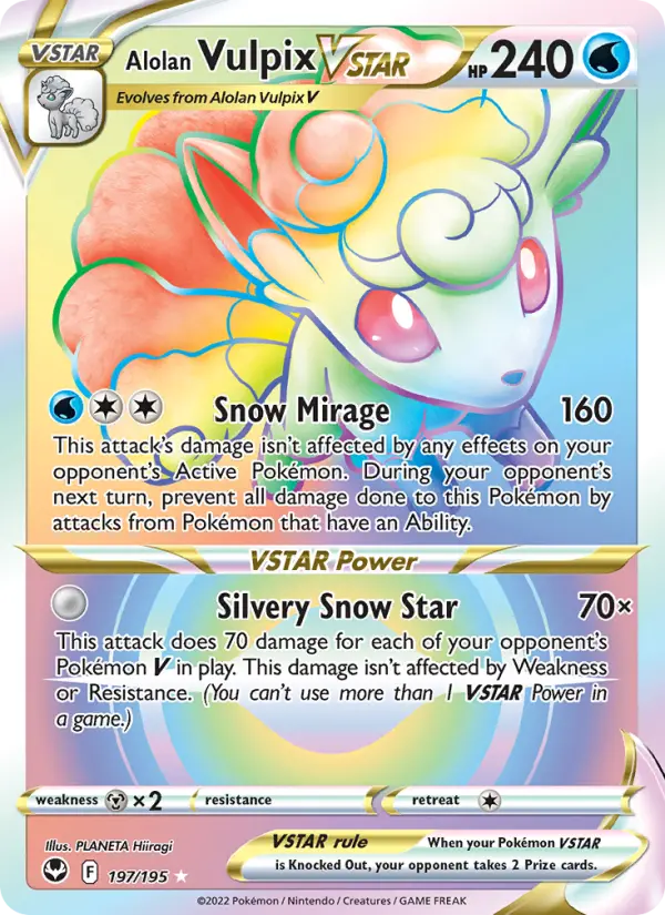 Alolan Vulpix VSTAR Secret Rare Pokemon card #197 from Silver Tempest