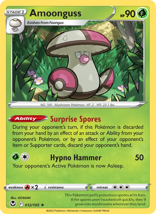 Amoonguss Rare Pokemon card #012 from Silver Tempest