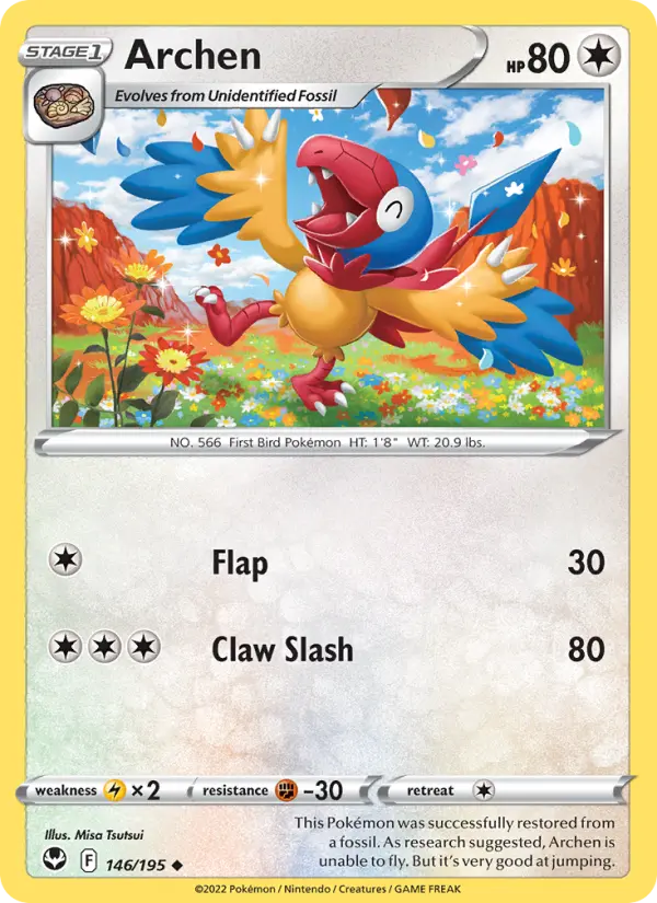 Archen Uncommon Pokemon card #146 from Silver Tempest