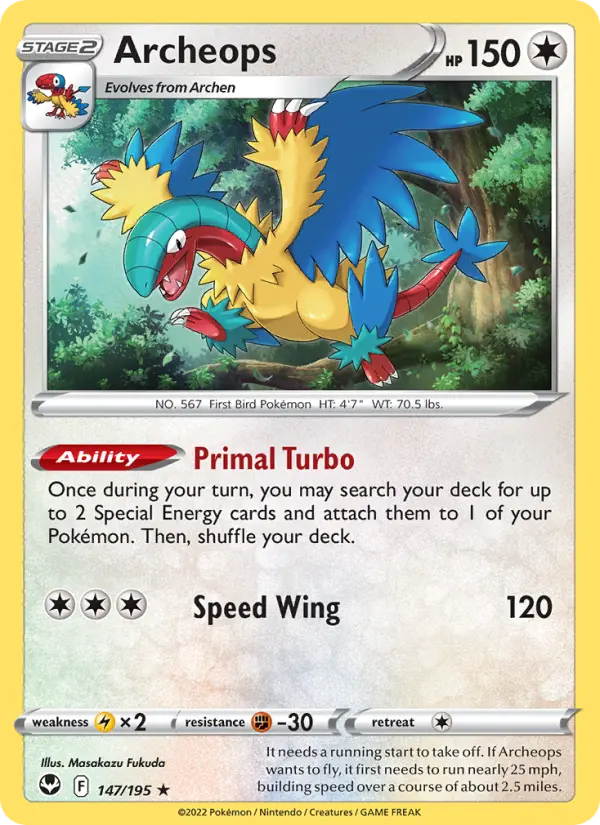 Archeops Holo Rare Pokemon card #147 from Silver Tempest