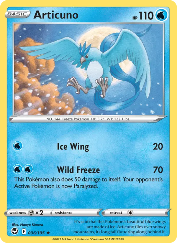 Articuno Holo Rare Pokemon card #036 from Silver Tempest