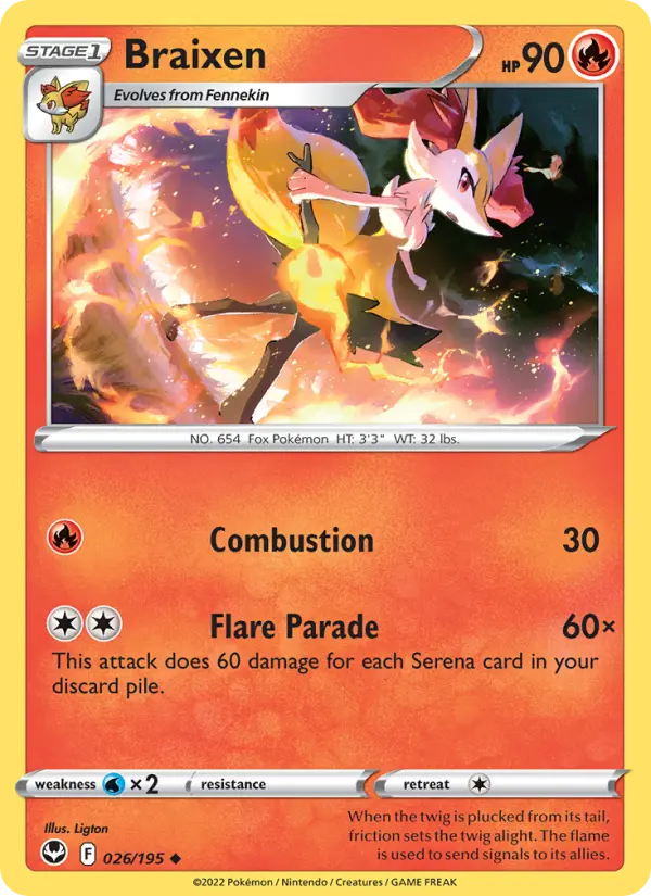 Braixen Uncommon Pokemon card #026 from Silver Tempest