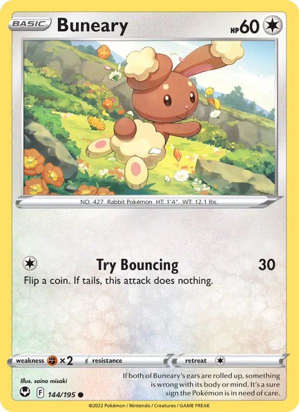 Buneary Common Pokemon card #144 from Silver Tempest