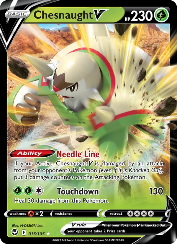 Chesnaught V Holo Rare V Pokemon card #015 from Silver Tempest