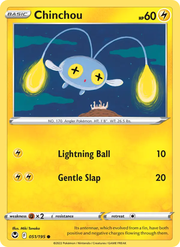 Chinchou Common Pokemon card #051 from Silver Tempest