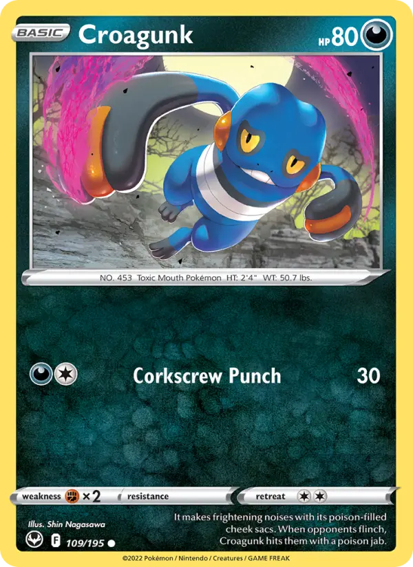 Croagunk Common Pokemon card #109 from Silver Tempest