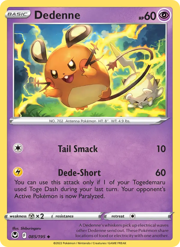 Dedenne Uncommon Pokemon card #085 from Silver Tempest