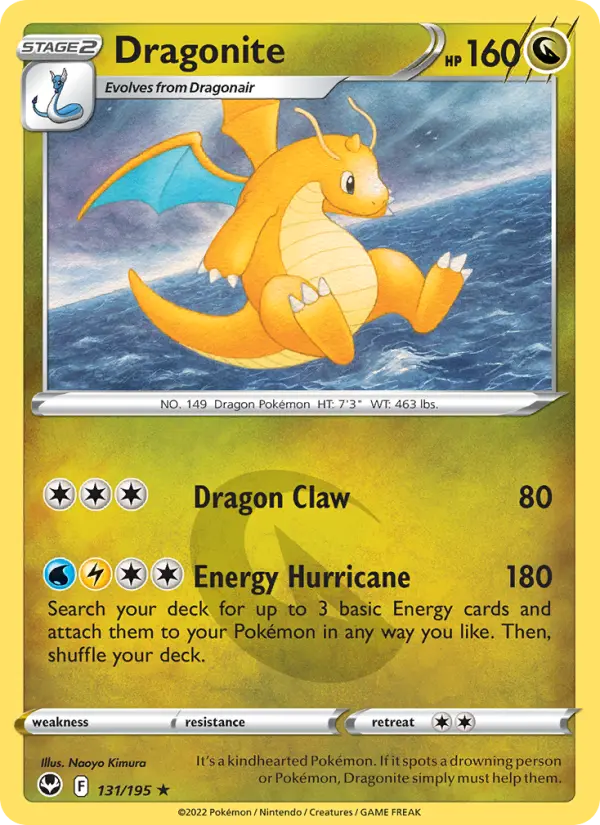 Dragonite Holo Rare Pokemon card #131 from Silver Tempest