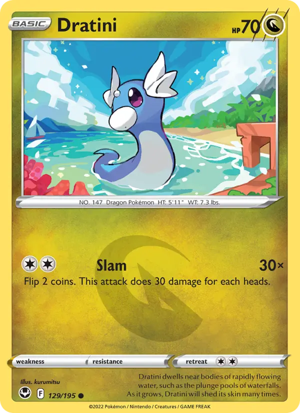 Dratini Common Pokemon card #129 from Silver Tempest
