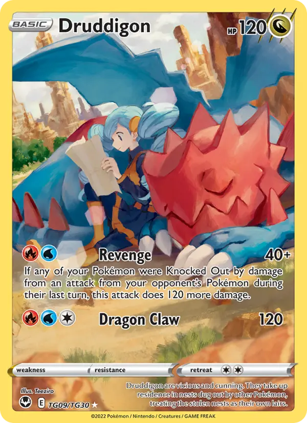 Druddigon Holo Rare Pokemon card #TG09 from Silver Tempest