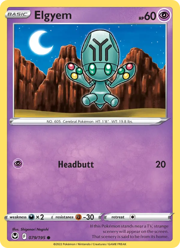Elgyem Common Pokemon card #079 from Silver Tempest