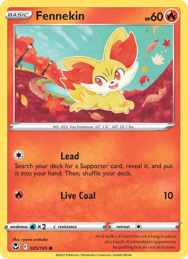 Fennekin Common Pokemon card #025 from Silver Tempest