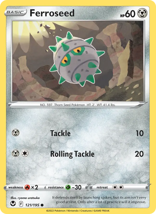 Ferroseed Common Pokemon card #121 from Silver Tempest