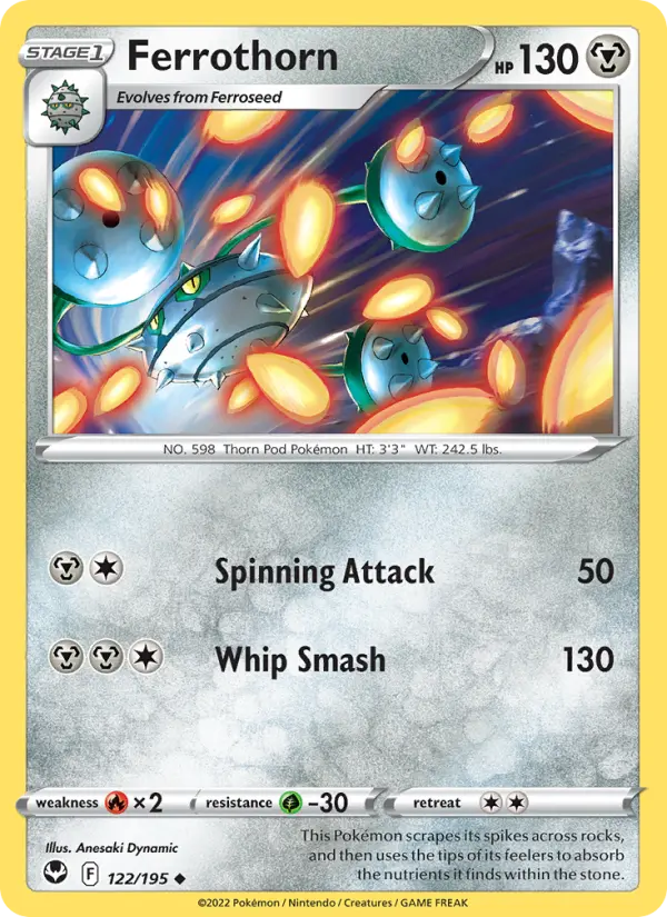 Ferrothorn Uncommon Pokemon card #122 from Silver Tempest