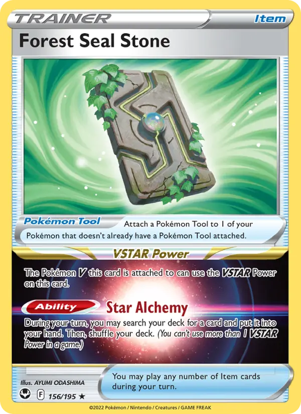 Forest Seal Stone Holo Rare Pokemon card #156 from Silver Tempest
