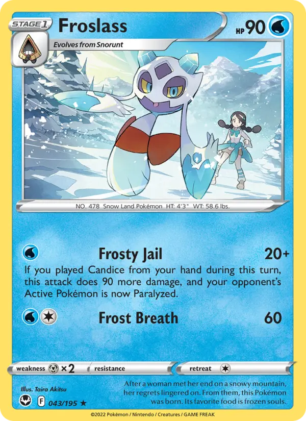 Froslass Rare Pokemon card #043 from Silver Tempest
