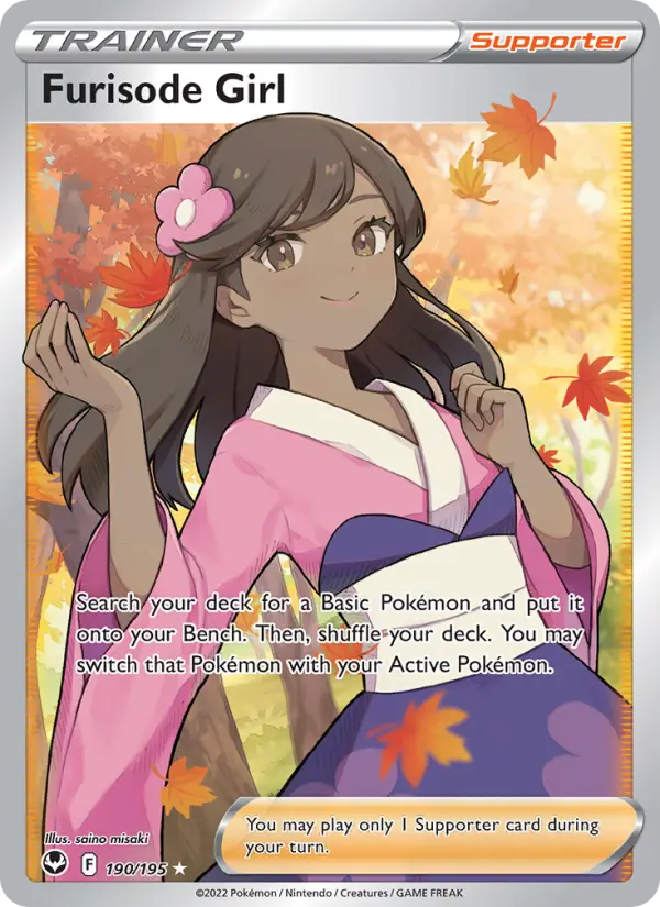 Furisode Girl Ultra Rare Pokemon card #190 from Silver Tempest