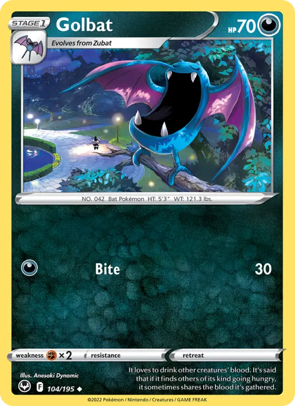 Golbat Uncommon Pokemon card #104 from Silver Tempest
