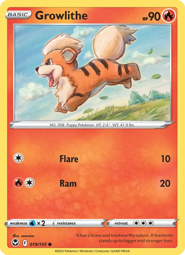 Growlithe Common Pokemon card #019 from Silver Tempest