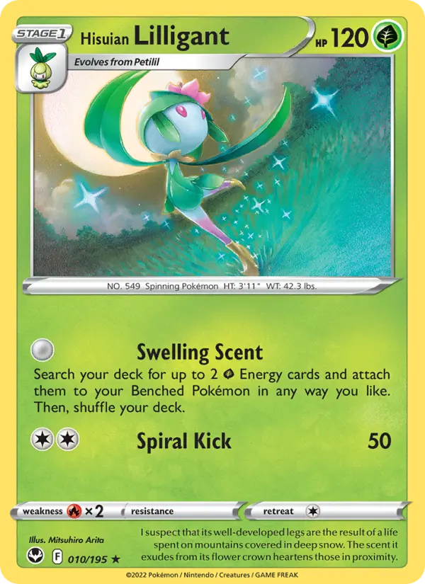 Hisuian Lilligant Rare Pokemon card #010 from Silver Tempest