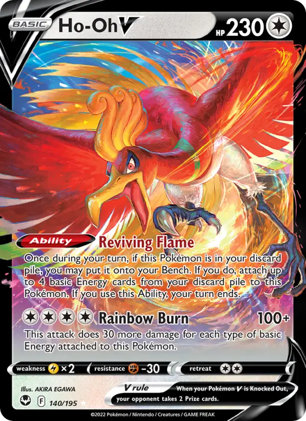Ho-Oh V Holo Rare V Pokemon card #140 from Silver Tempest