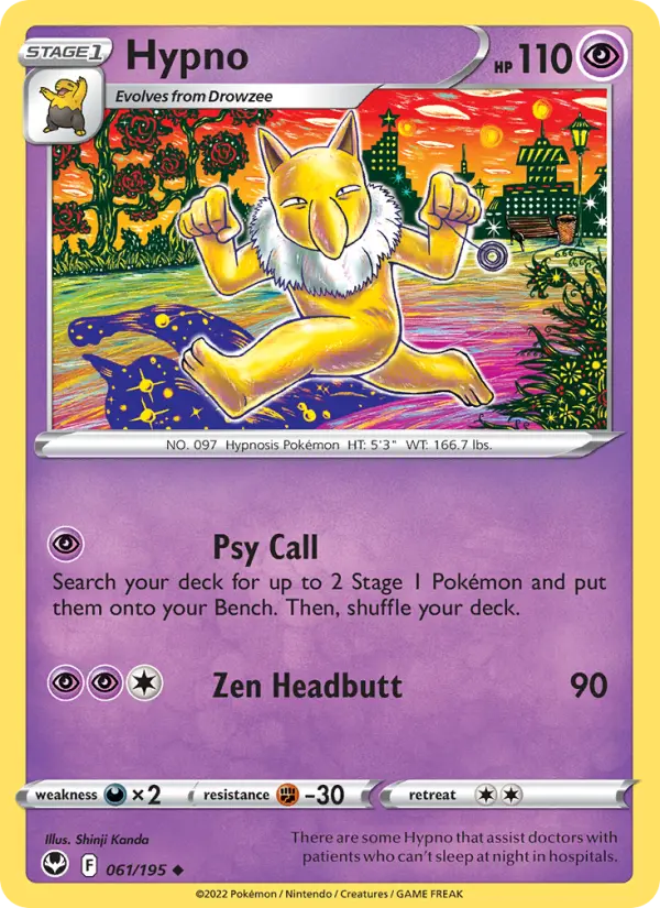 Hypno Uncommon Pokemon card #061 from Silver Tempest