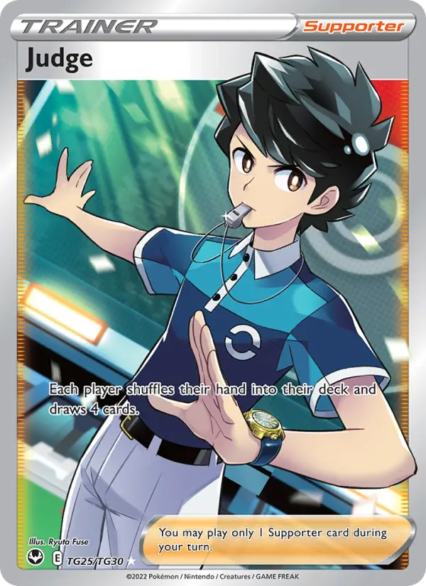 Judge Full Art Trainer Pokemon card #TG25 from Silver Tempest