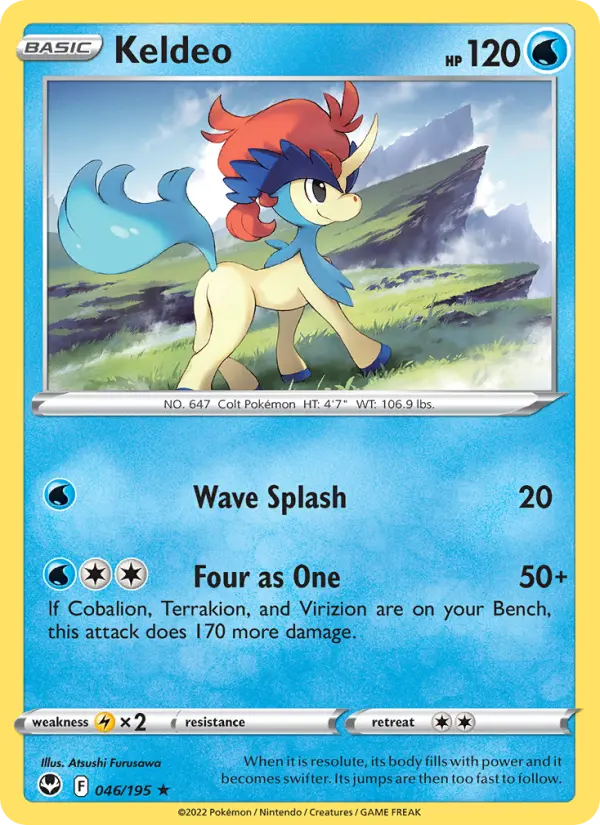 Keldeo Rare Pokemon card #046 from Silver Tempest