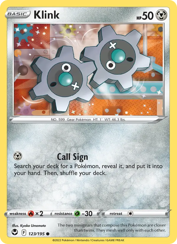 Klink Common Pokemon card #123 from Silver Tempest