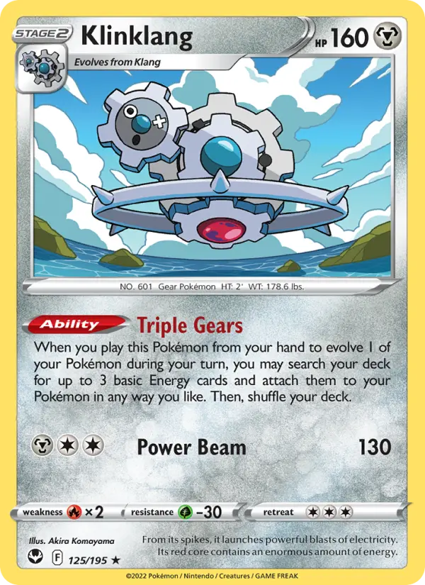 Klinklang Rare Pokemon card #125 from Silver Tempest