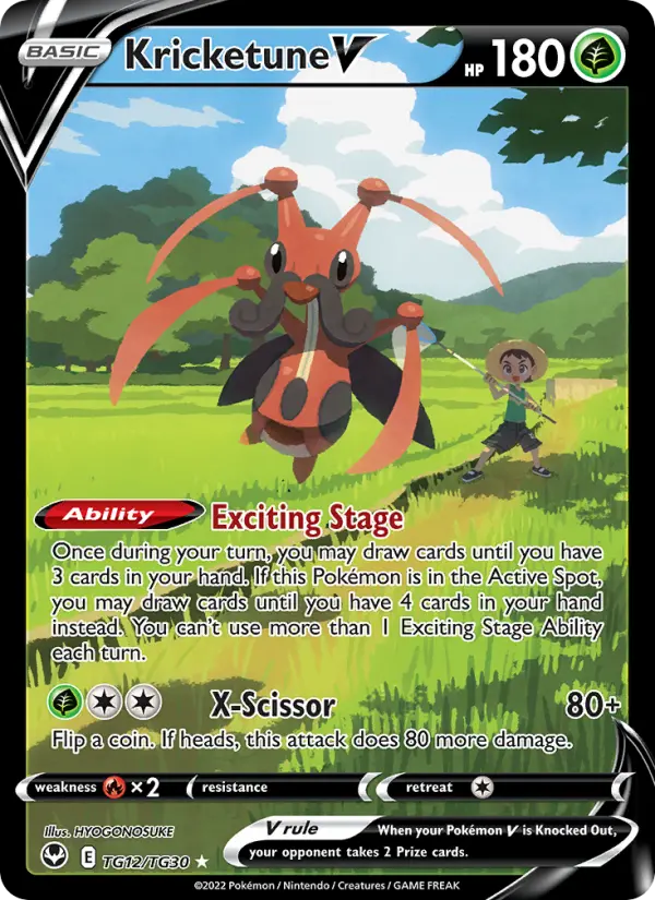 Kricketune V Holo Rare V Pokemon card #TG12 from Silver Tempest