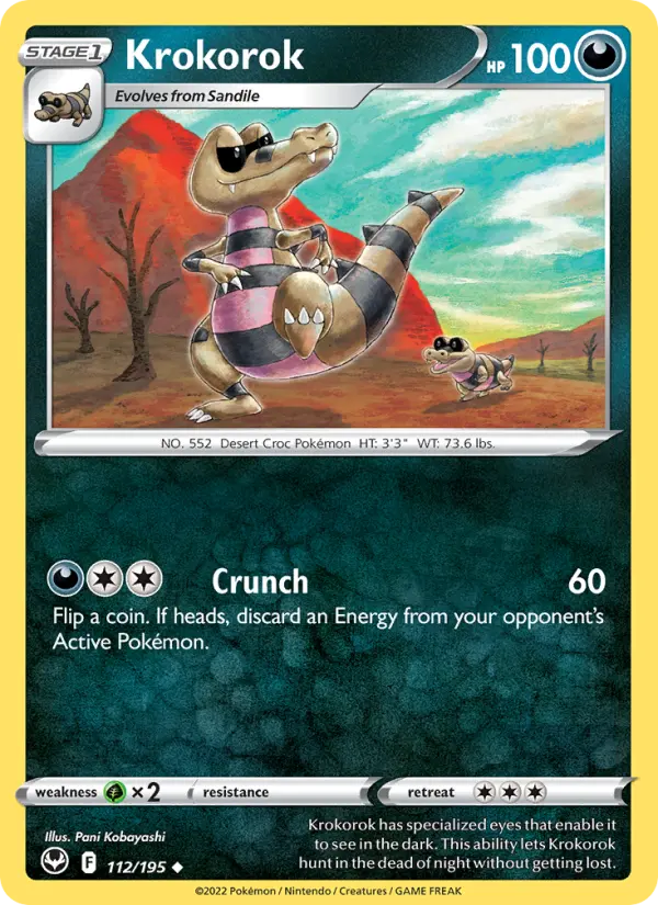 Krokorok Uncommon Pokemon card #112 from Silver Tempest