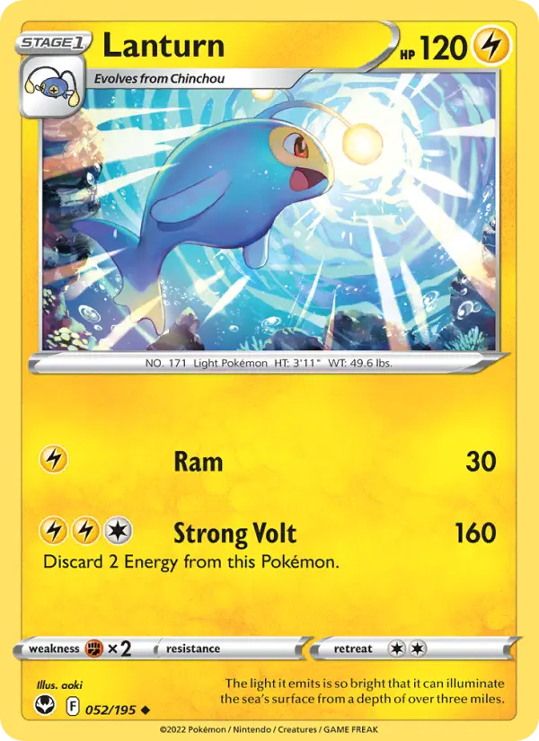 Lanturn Uncommon Pokemon card #052 from Silver Tempest