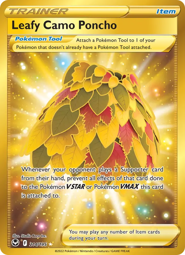 Leafy Camo Poncho Secret Rare Pokemon card #214 from Silver Tempest