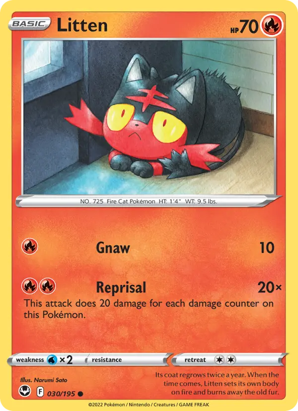 Litten Common Pokemon card #030 from Silver Tempest