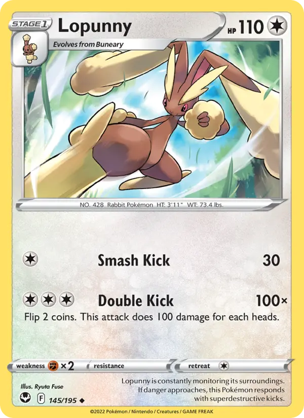 Lopunny Uncommon Pokemon card #145 from Silver Tempest