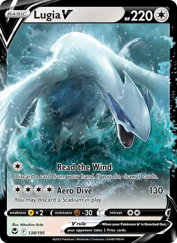 Lugia V Holo Rare V Pokemon card #138 from Silver Tempest