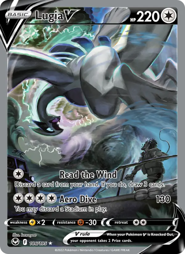 Lugia V Ultra Rare Pokemon card #186 from Silver Tempest